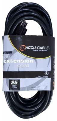 Accu Cable EC-123-25 Black Extension Cord (25ft)