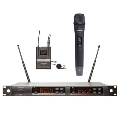 Airwave AT-4250 | UHF Dual Channel 1 Handheld and 1 Lavalier Wireless Microphone System