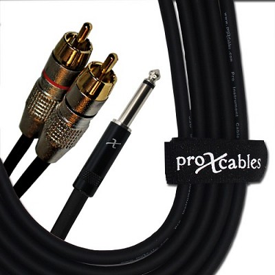 ProX XC-PYR03 | 3' 1/4" TS to Dual RCA Cable