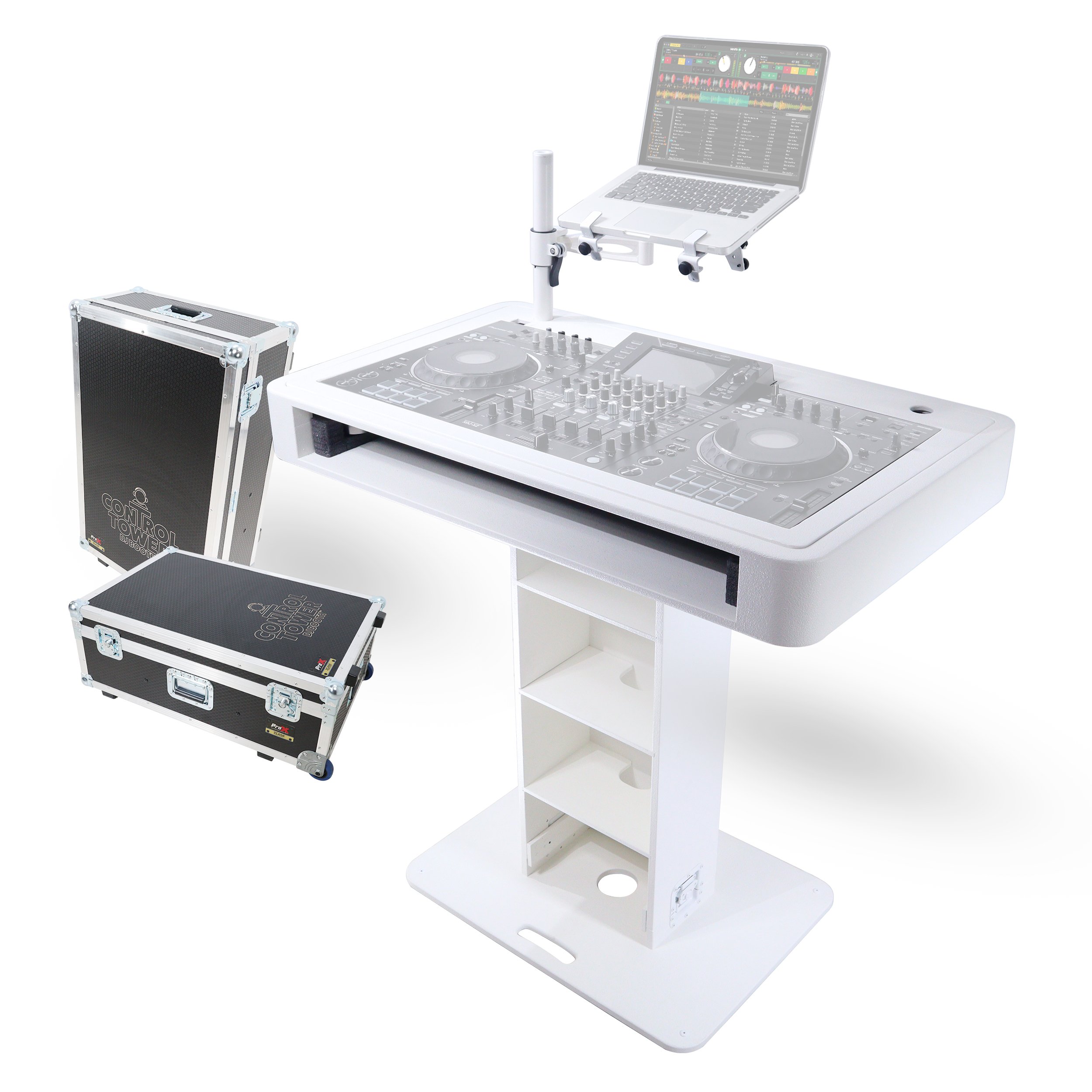 prox-xzf-djct-w-case--white-control-tower-dj-booth-w--laptop-stand-and-flight-cases.jpg