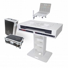 ProX XZF-DJCT W 2U CASE | White Control Tower DJ Booth w/ Laptop Stand & Flight Cases (2x 1U Racks)